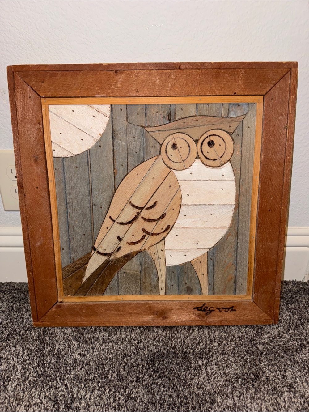 Handcrafted Neutral Owl Wall Art by
